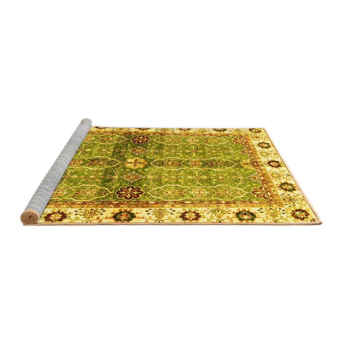 Sideview of Machine Washable Oriental Yellow Traditional Rug, wshabs3170yw