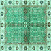 Square Oriental Turquoise Traditional Rug, abs3170turq