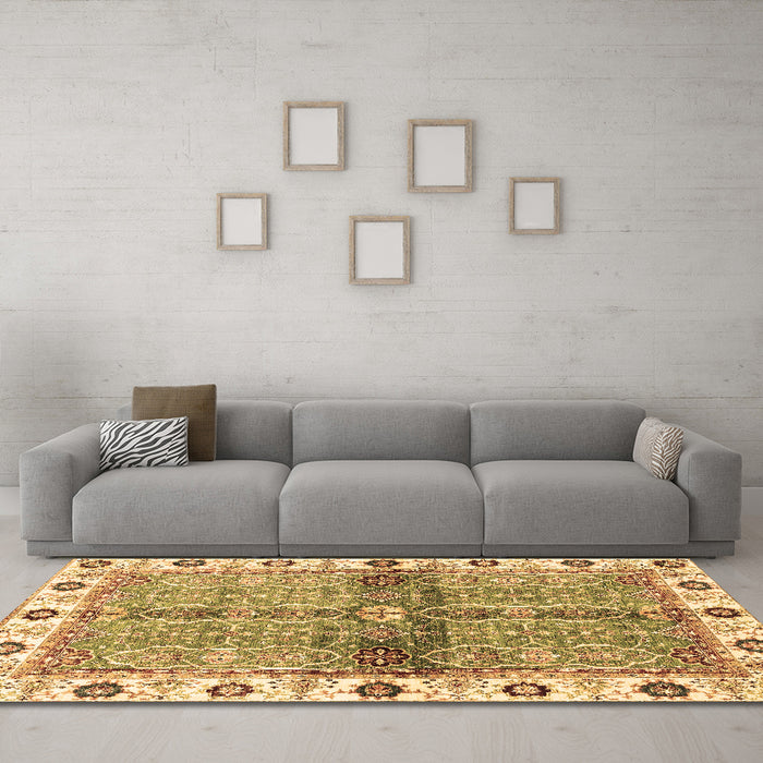Machine Washable Oriental Brown Traditional Rug in a Living Room,, wshabs3170brn