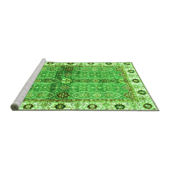 Sideview of Machine Washable Oriental Green Traditional Area Rugs, wshabs3170grn