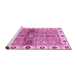 Sideview of Machine Washable Oriental Pink Traditional Rug, wshabs3170pnk