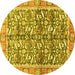 Round Machine Washable Oriental Yellow Traditional Rug, wshabs3171yw