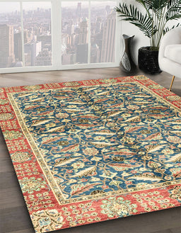 Abstract Brown Oriental Rug in Family Room, abs3171