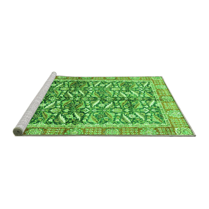 Sideview of Machine Washable Oriental Green Traditional Area Rugs, wshabs3171grn