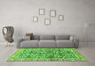 Machine Washable Oriental Green Traditional Area Rugs in a Living Room,, wshabs3171grn