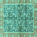 Square Oriental Turquoise Traditional Rug, abs3171turq