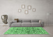 Machine Washable Oriental Emerald Green Traditional Area Rugs in a Living Room,, wshabs3171emgrn