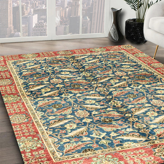 Abstract Brown Oriental Rug in Family Room, abs3171