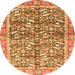 Round Oriental Orange Traditional Rug, abs3171org