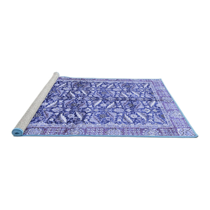 Sideview of Machine Washable Oriental Blue Traditional Rug, wshabs3171blu