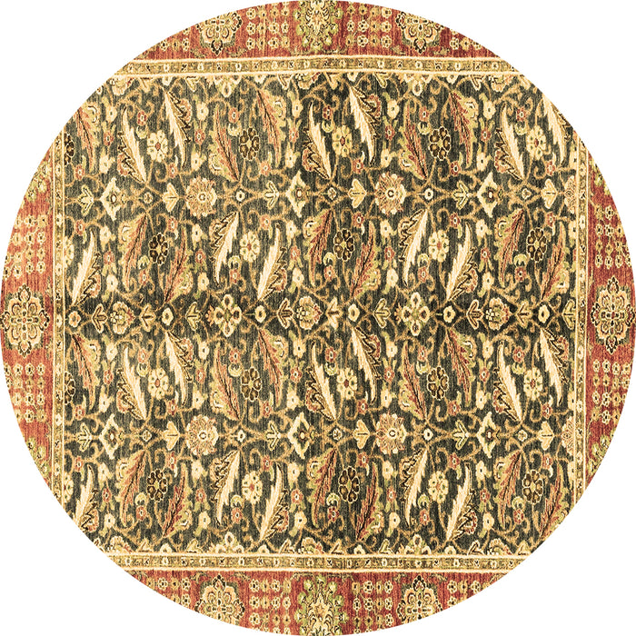 Round Oriental Brown Traditional Rug, abs3171brn