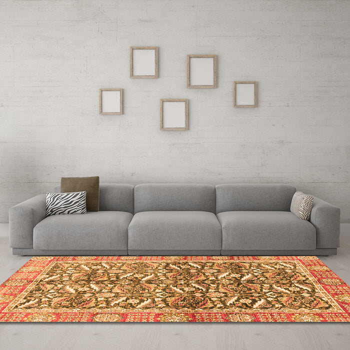 Machine Washable Oriental Orange Traditional Area Rugs in a Living Room, wshabs3171org