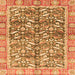 Square Oriental Orange Traditional Rug, abs3171org