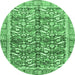 Round Oriental Emerald Green Traditional Rug, abs3171emgrn