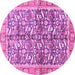 Round Machine Washable Oriental Pink Traditional Rug, wshabs3171pnk