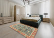 Abstract Brown Oriental Rug in a Bedroom, abs3171