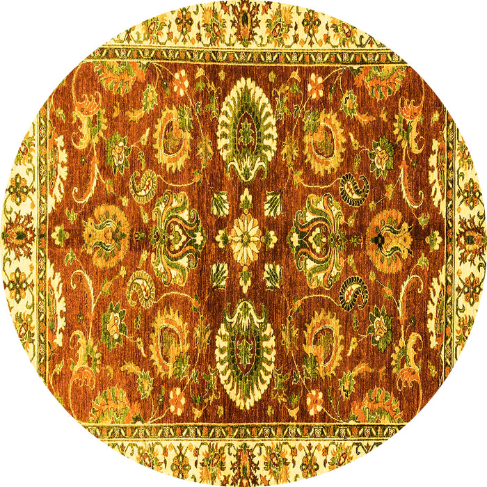 Round Machine Washable Abstract Yellow Modern Rug, wshabs3172yw