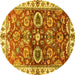 Round Machine Washable Abstract Yellow Modern Rug, wshabs3172yw