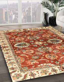 Abstract Yellow Modern Rug in Family Room, abs3172