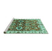 Sideview of Machine Washable Abstract Turquoise Modern Area Rugs, wshabs3172turq