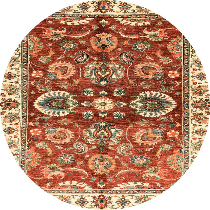 Round Abstract Yellow Modern Rug, abs3172