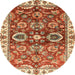 Round Abstract Yellow Modern Rug, abs3172