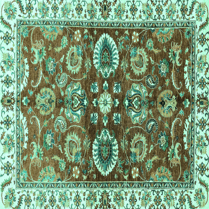 Square Abstract Turquoise Modern Rug, abs3172turq