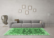 Machine Washable Abstract Emerald Green Modern Area Rugs in a Living Room,, wshabs3172emgrn