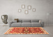 Machine Washable Abstract Orange Modern Area Rugs in a Living Room, wshabs3172org