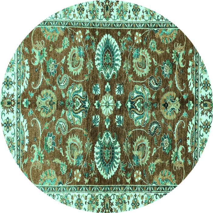 Round Abstract Turquoise Modern Rug, abs3172turq