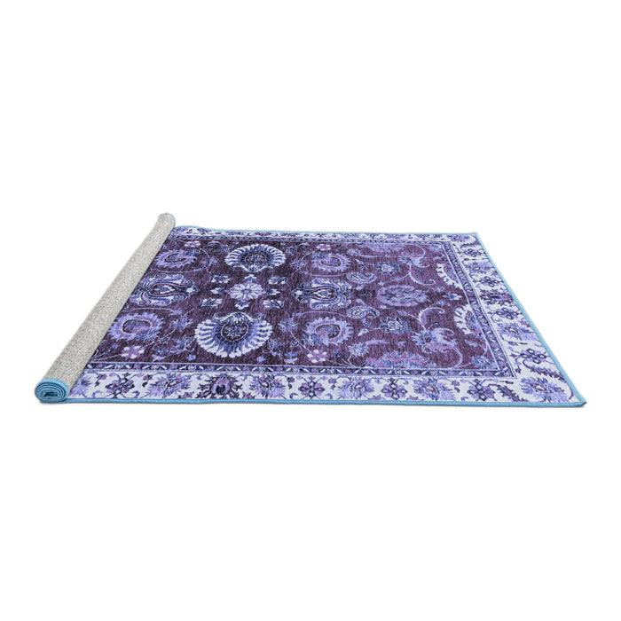 Sideview of Machine Washable Abstract Blue Modern Rug, wshabs3172blu