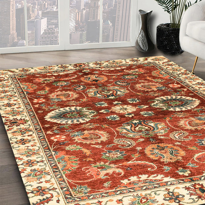 Abstract Yellow Modern Rug in Family Room, abs3172