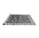 Sideview of Machine Washable Abstract Gray Modern Rug, wshabs3172gry