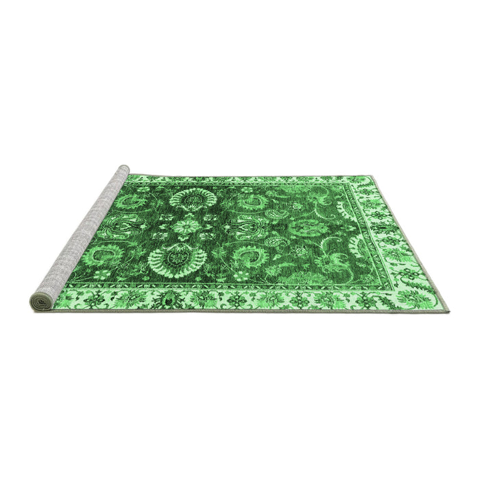 Sideview of Machine Washable Abstract Emerald Green Modern Area Rugs, wshabs3172emgrn