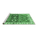 Sideview of Machine Washable Abstract Emerald Green Modern Area Rugs, wshabs3172emgrn