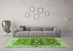 Machine Washable Abstract Green Modern Area Rugs in a Living Room,, wshabs3172grn