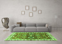 Machine Washable Abstract Green Modern Rug, wshabs3172grn