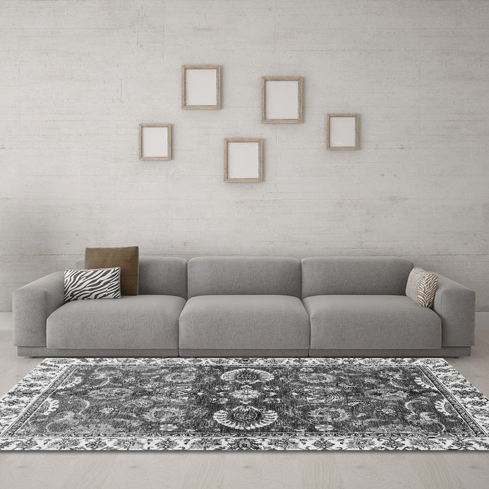 Machine Washable Abstract Gray Modern Rug in a Living Room,, wshabs3172gry