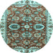 Round Abstract Light Blue Modern Rug, abs3172lblu