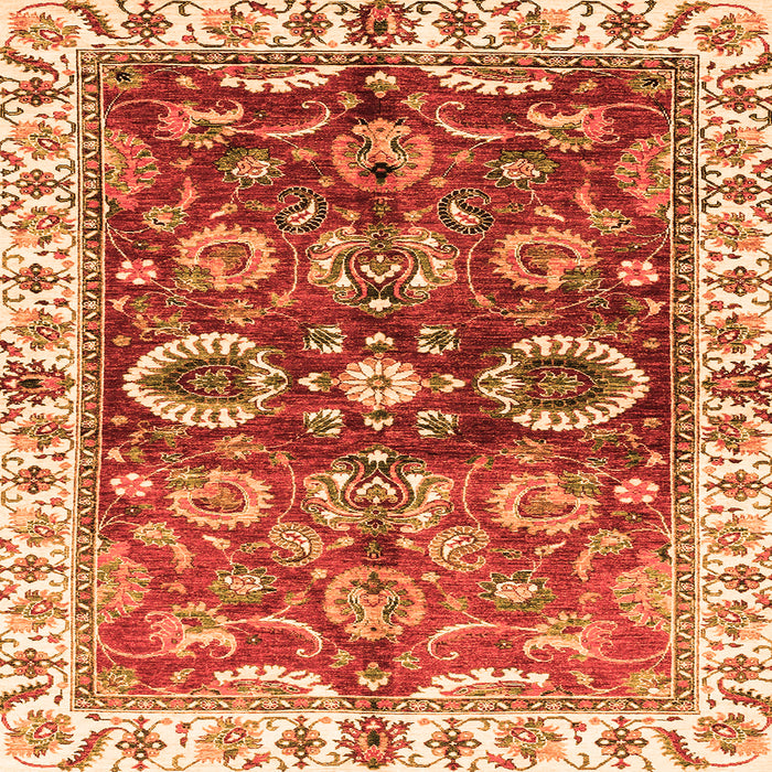 Square Machine Washable Abstract Orange Modern Area Rugs, wshabs3172org