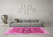 Machine Washable Abstract Pink Modern Rug in a Living Room, wshabs3172pnk