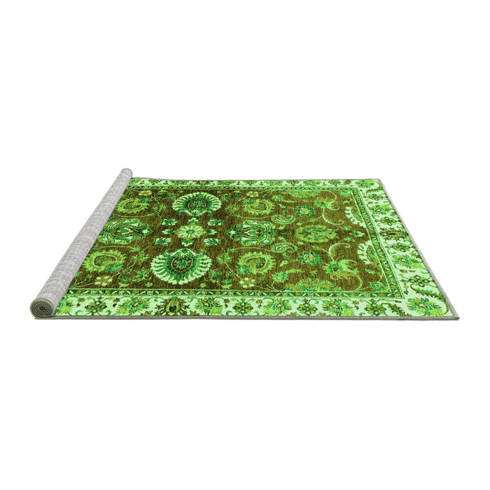Sideview of Machine Washable Abstract Green Modern Area Rugs, wshabs3172grn