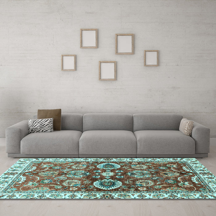 Machine Washable Abstract Light Blue Modern Rug in a Living Room, wshabs3172lblu