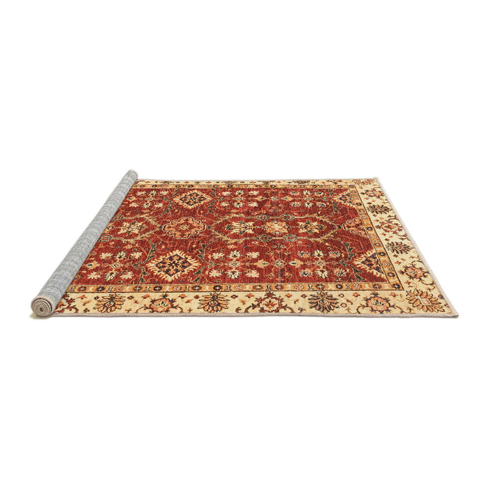 Sideview of Machine Washable Abstract Red Rug, wshabs3173