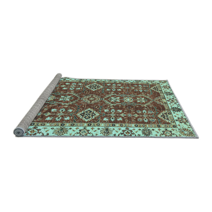 Sideview of Machine Washable Oriental Light Blue Traditional Rug, wshabs3173lblu