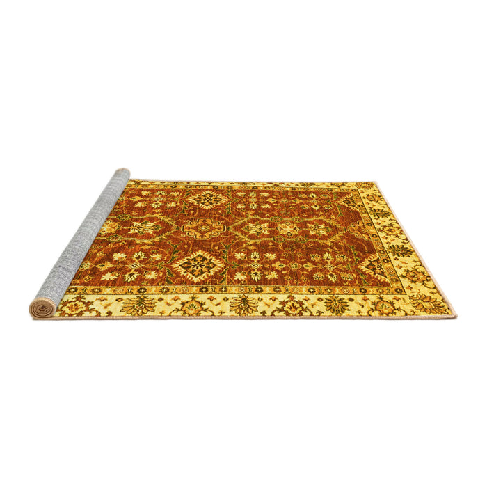 Sideview of Machine Washable Oriental Yellow Traditional Rug, wshabs3173yw