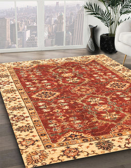 Abstract Red Oriental Rug in Family Room, abs3173