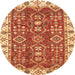 Round Abstract Red Oriental Rug, abs3173