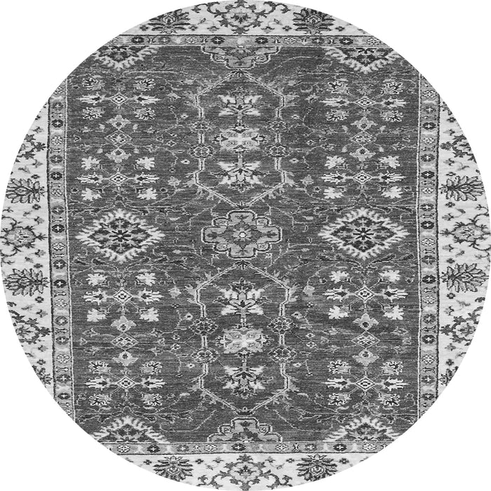 Round Oriental Gray Traditional Rug, abs3173gry