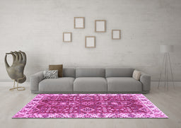 Machine Washable Oriental Purple Traditional Area Rugs in a Living Room, wshabs3173pur